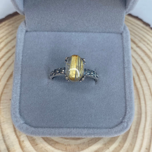 Golden Rutile S925 Adjustable Ring