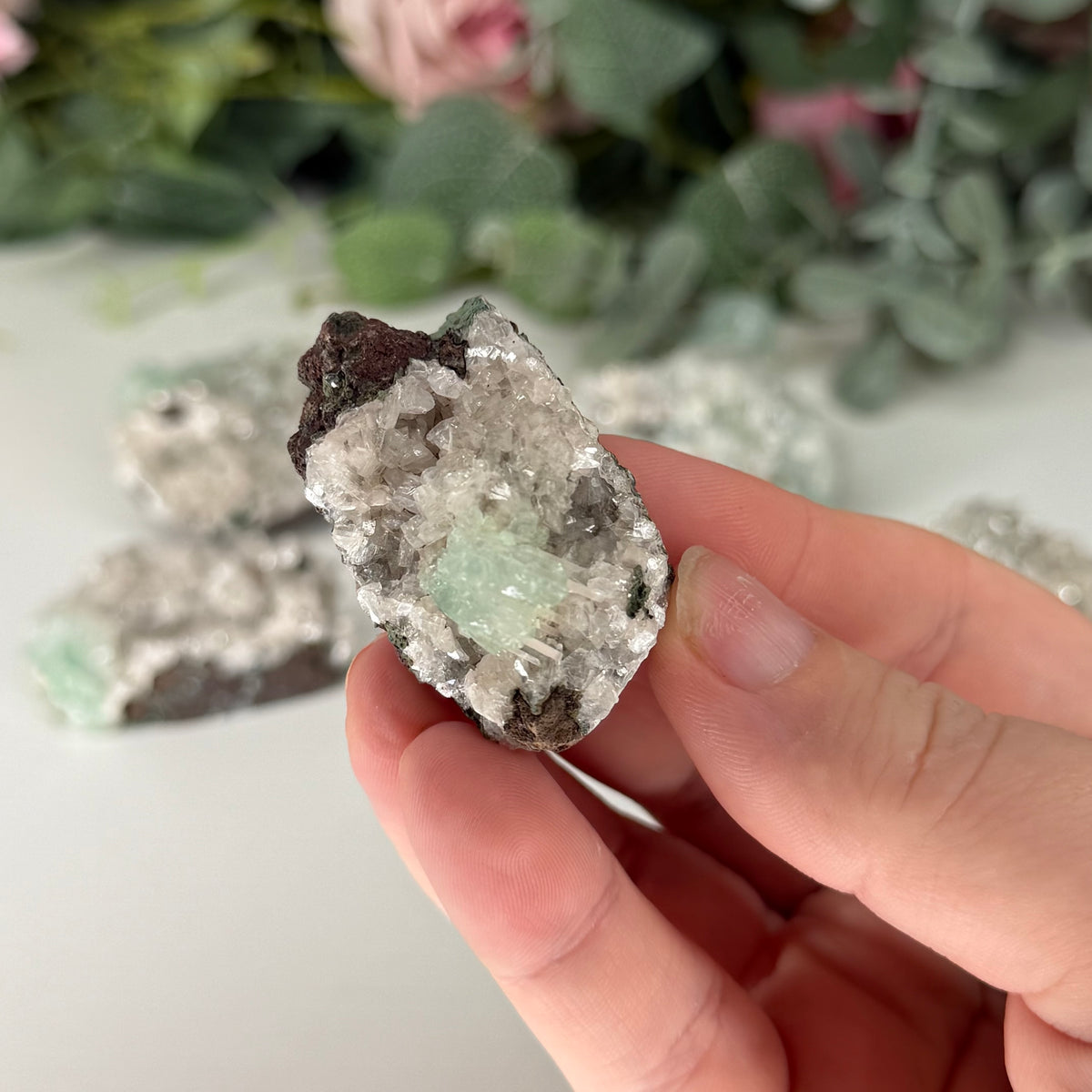 Green Apophyllite With Heulandite & Stilbite