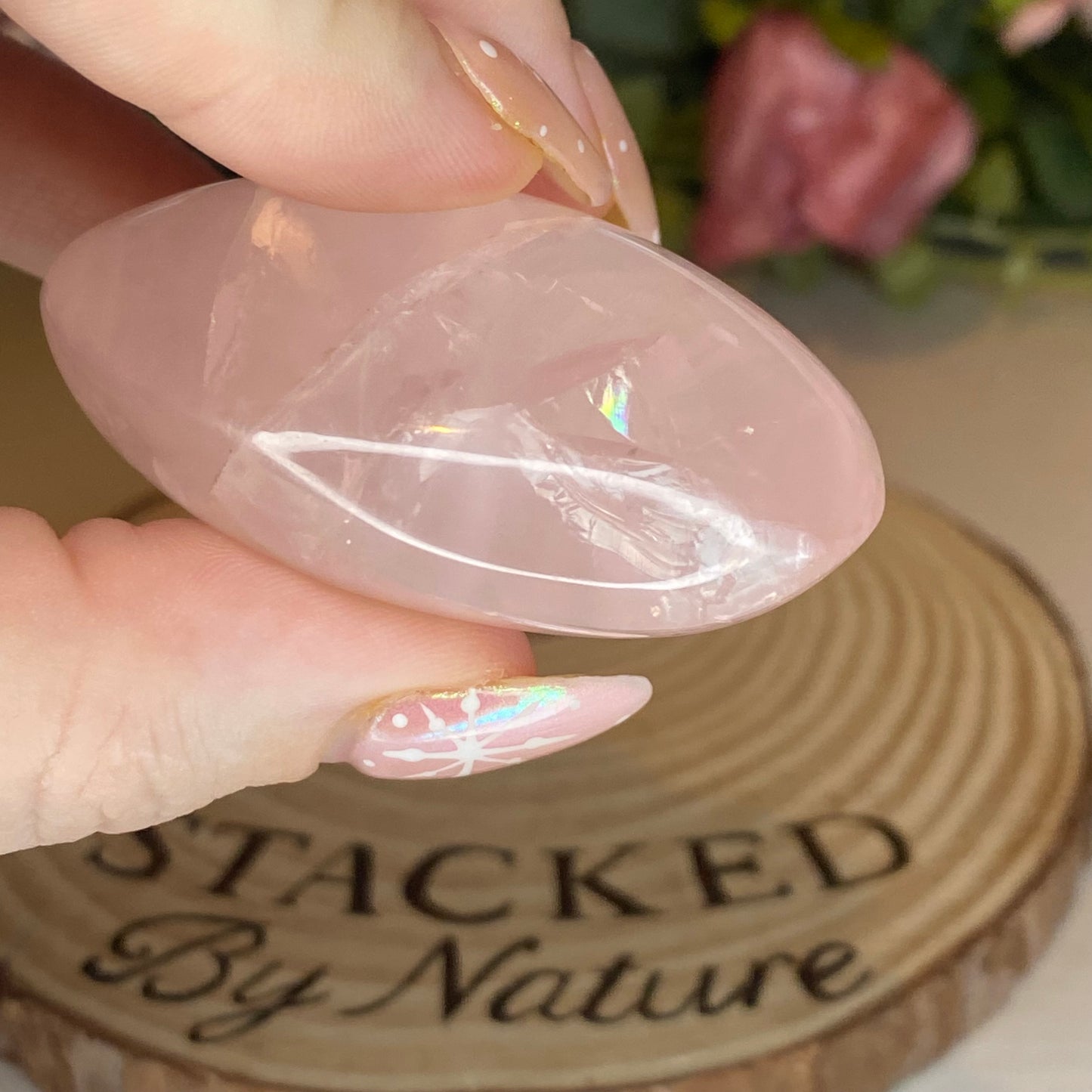 Rose Quartz Palmstone with Asterism