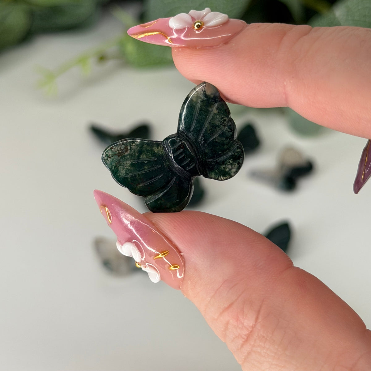 Mini Moss Agate Butterfly