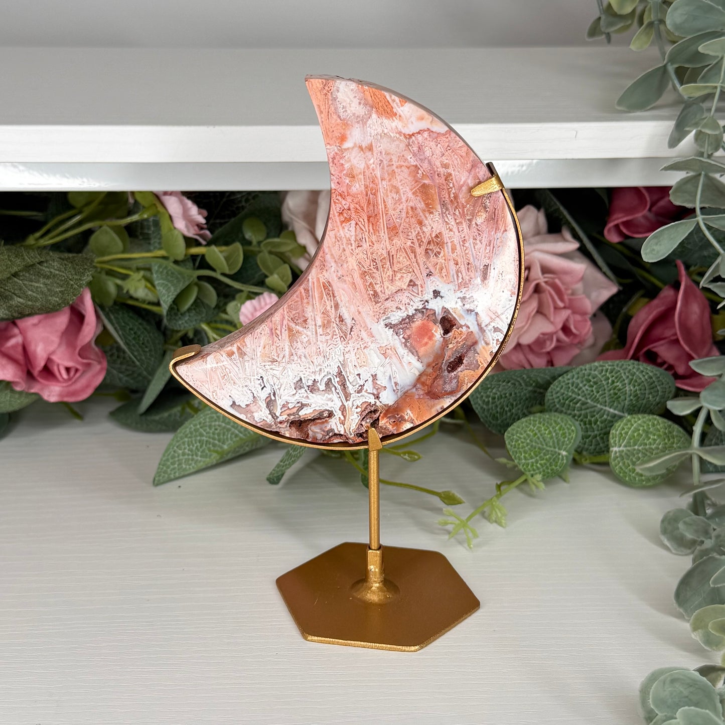 Pink Stick Agate Moon C
