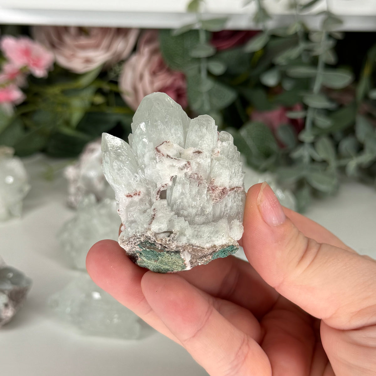 Green Apophyllite With Pink Chalcedony