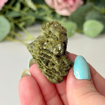 Small Epidote With Quartz Clusters