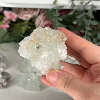Green Apophyllite With Pink Chalcedony
