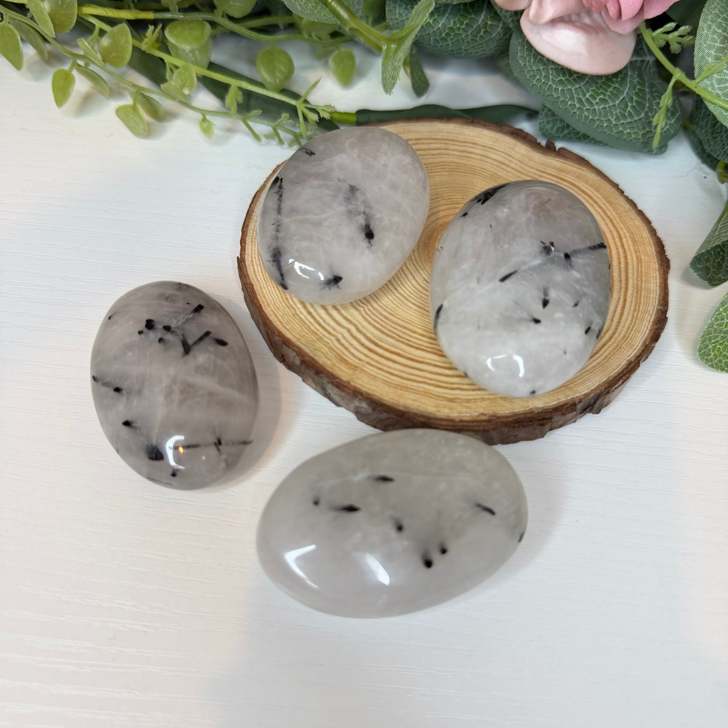 Tourmaline in Quartz Palmstones