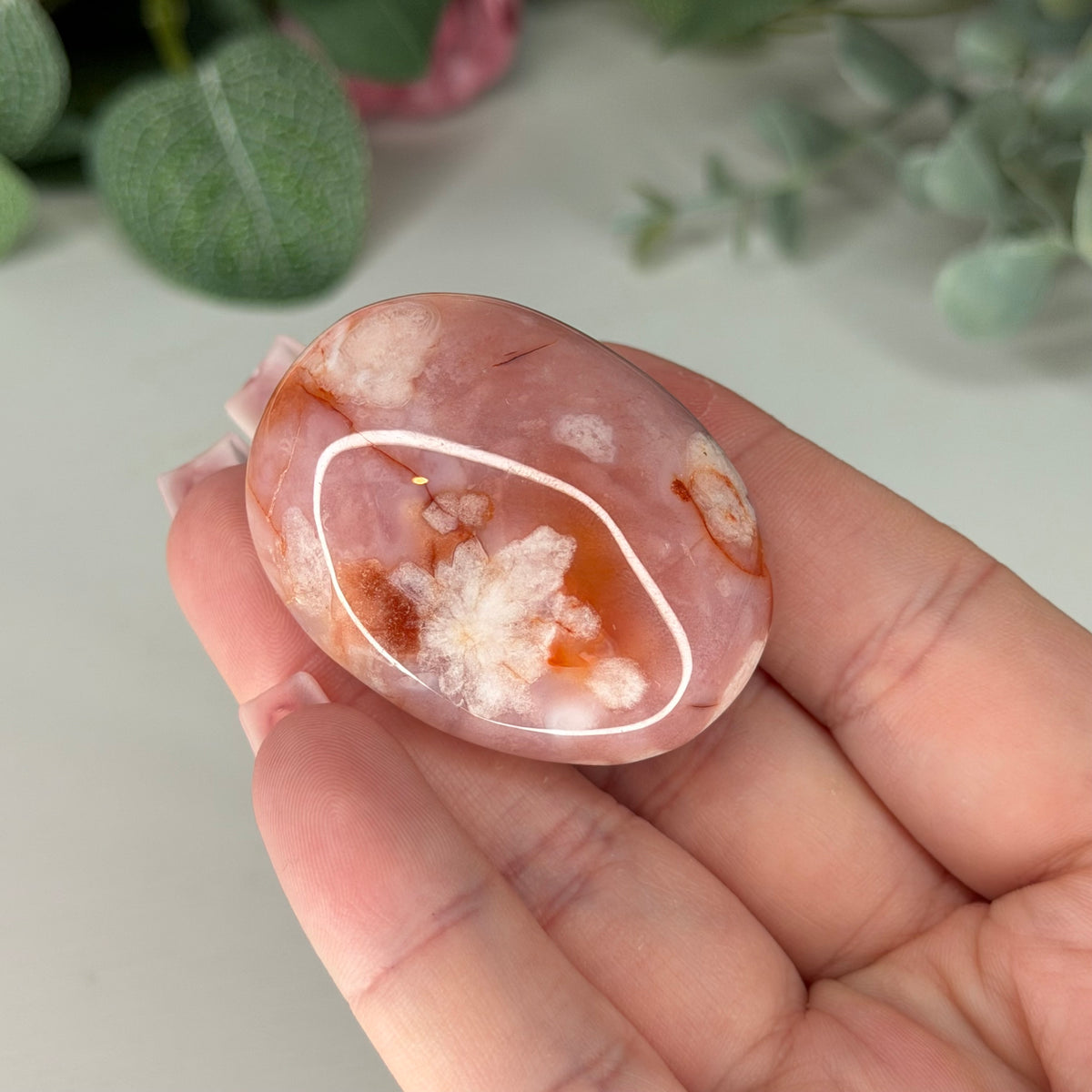 Carnelian Flower Agate Palmstone