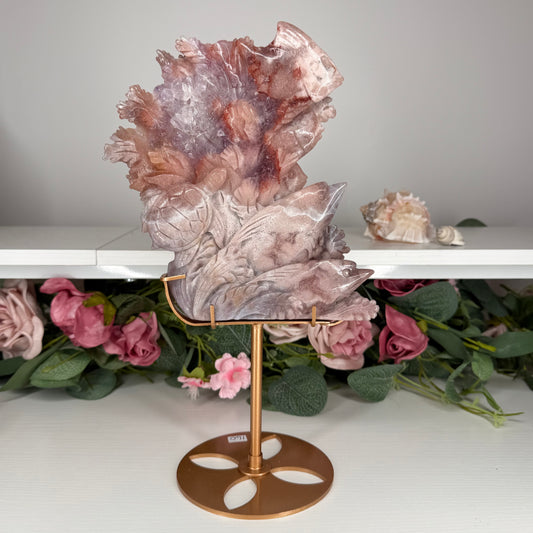 Pink Amethyst Under The Sea Scenery On A Custom Stand