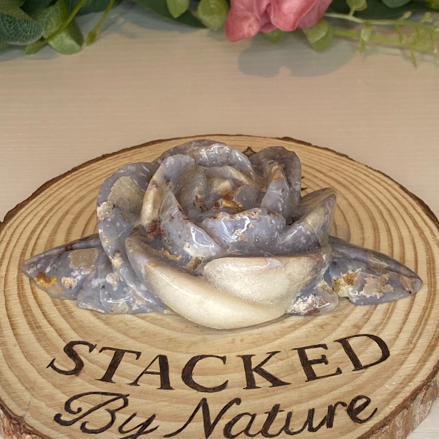 Blue Flower Agate Rose