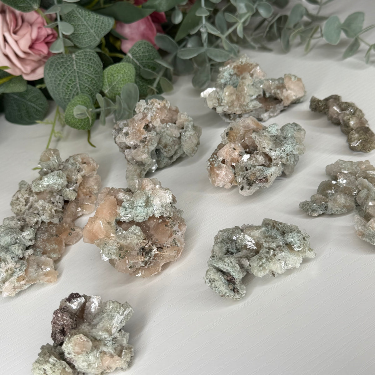 Champagne Heulandite With Celadonite