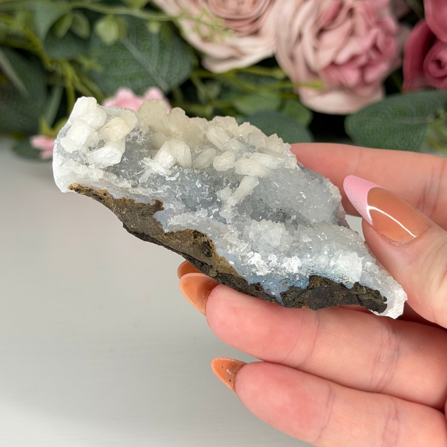 Blue Chalcedony With Stilbite