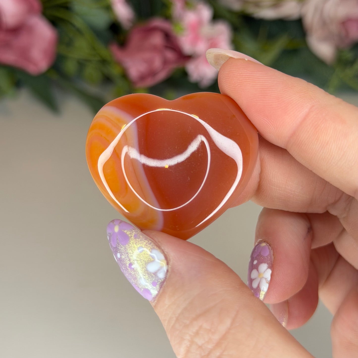 Carnelian Heart Shaped Worry Stone (Intuitively Chosen)