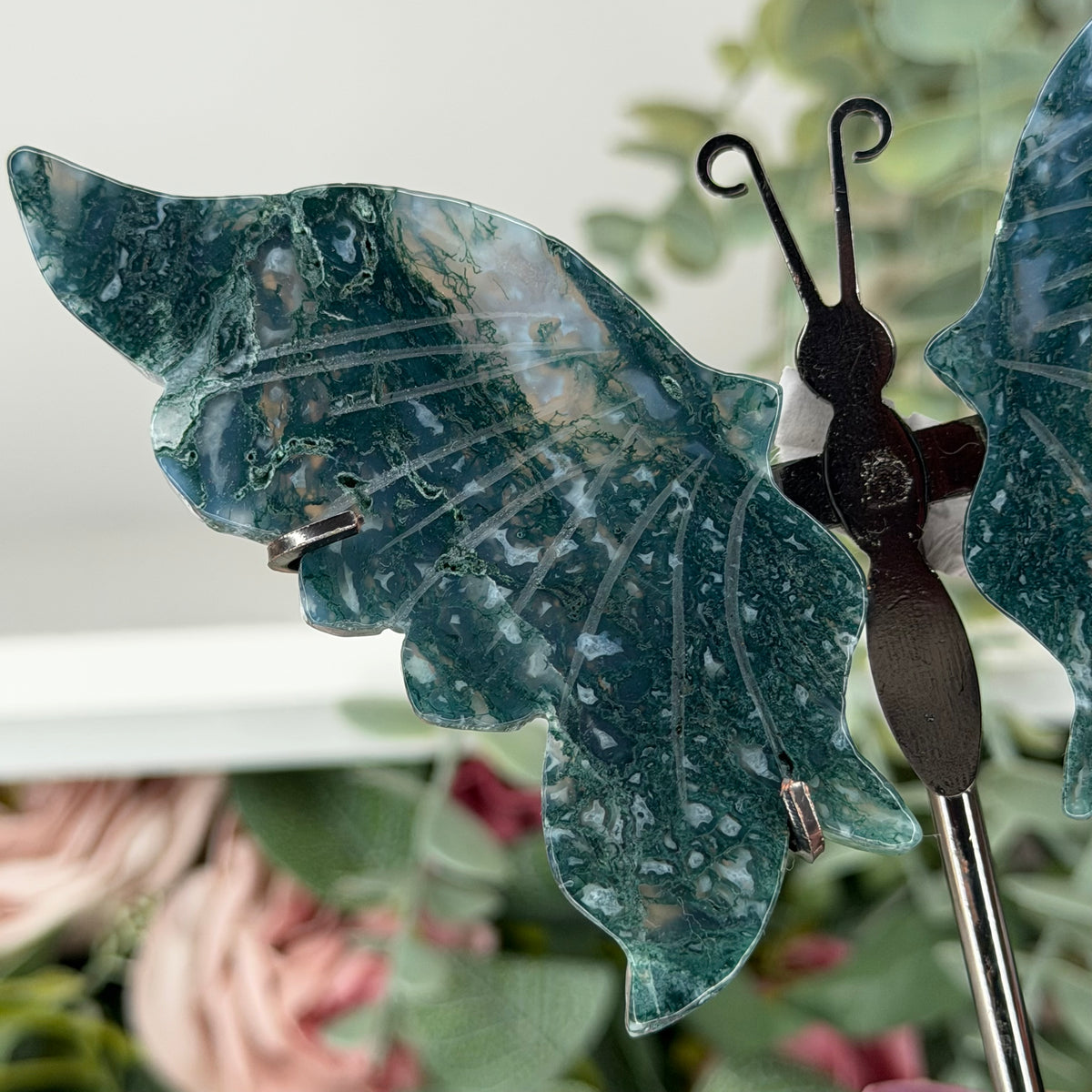 Moss Agate Butterfly Wings