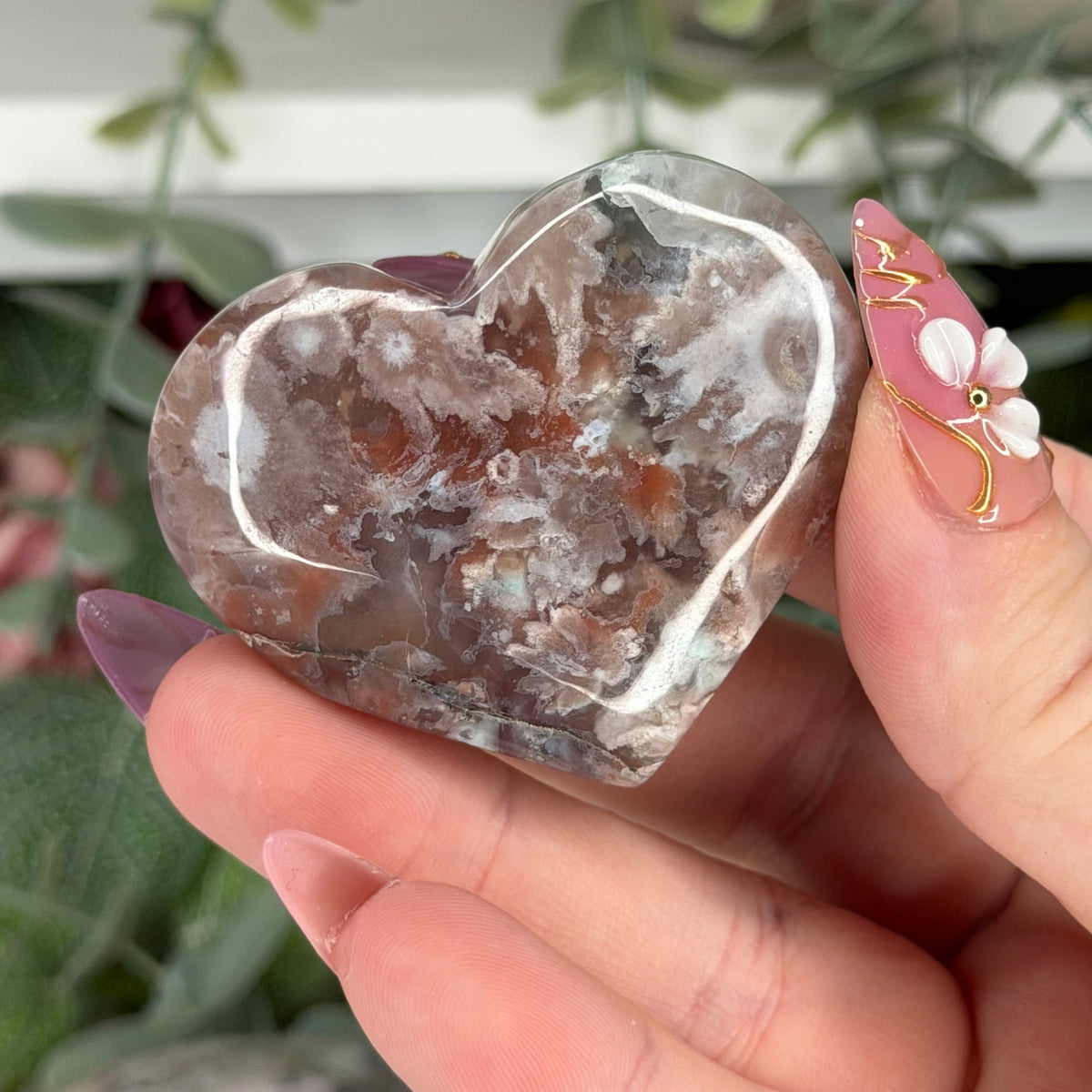 Flower Agate Palm & Hearts
