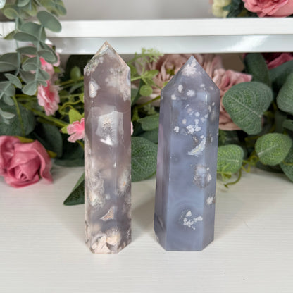 Black Flower Agate Towers
