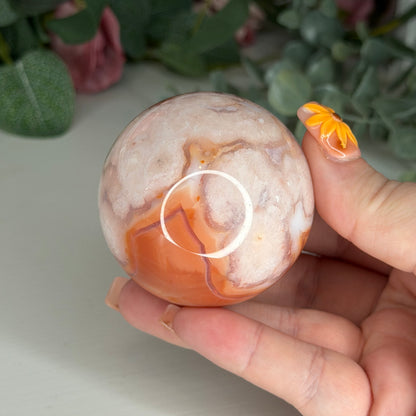 Carnelian Flower Agate Sphere F