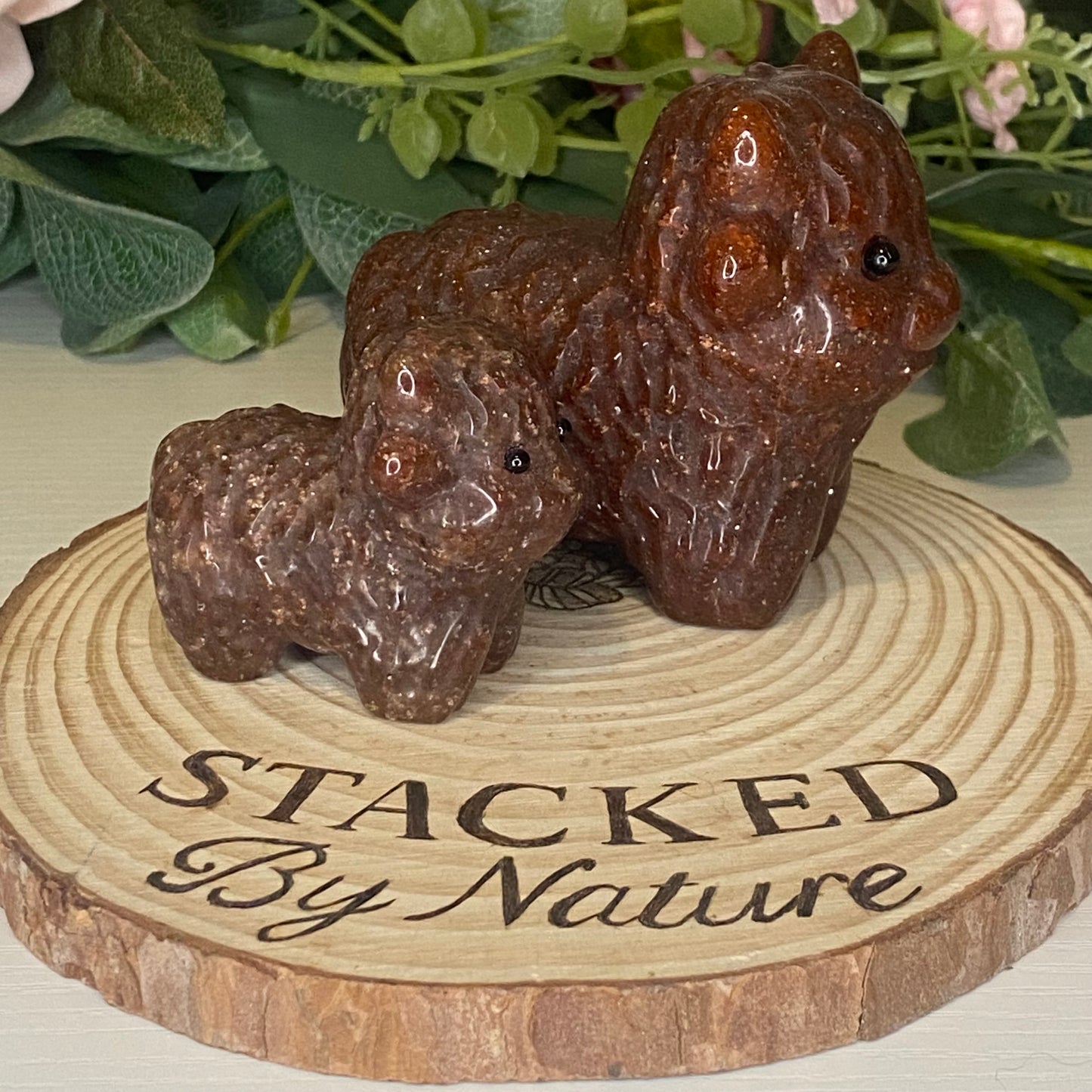 Strawberry Quartz Mummy and Baby Cow Set