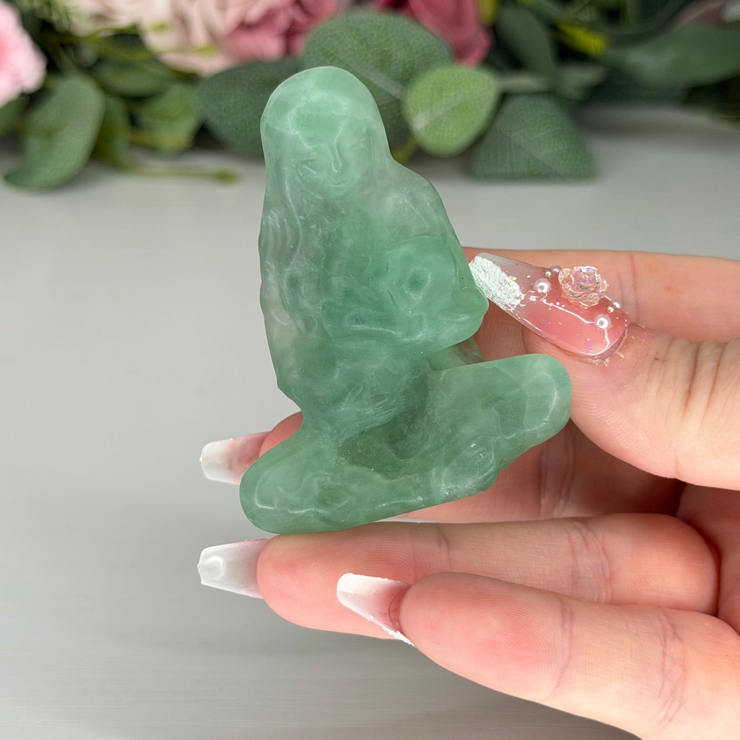 Green Fluorite Mum & Baby Carving