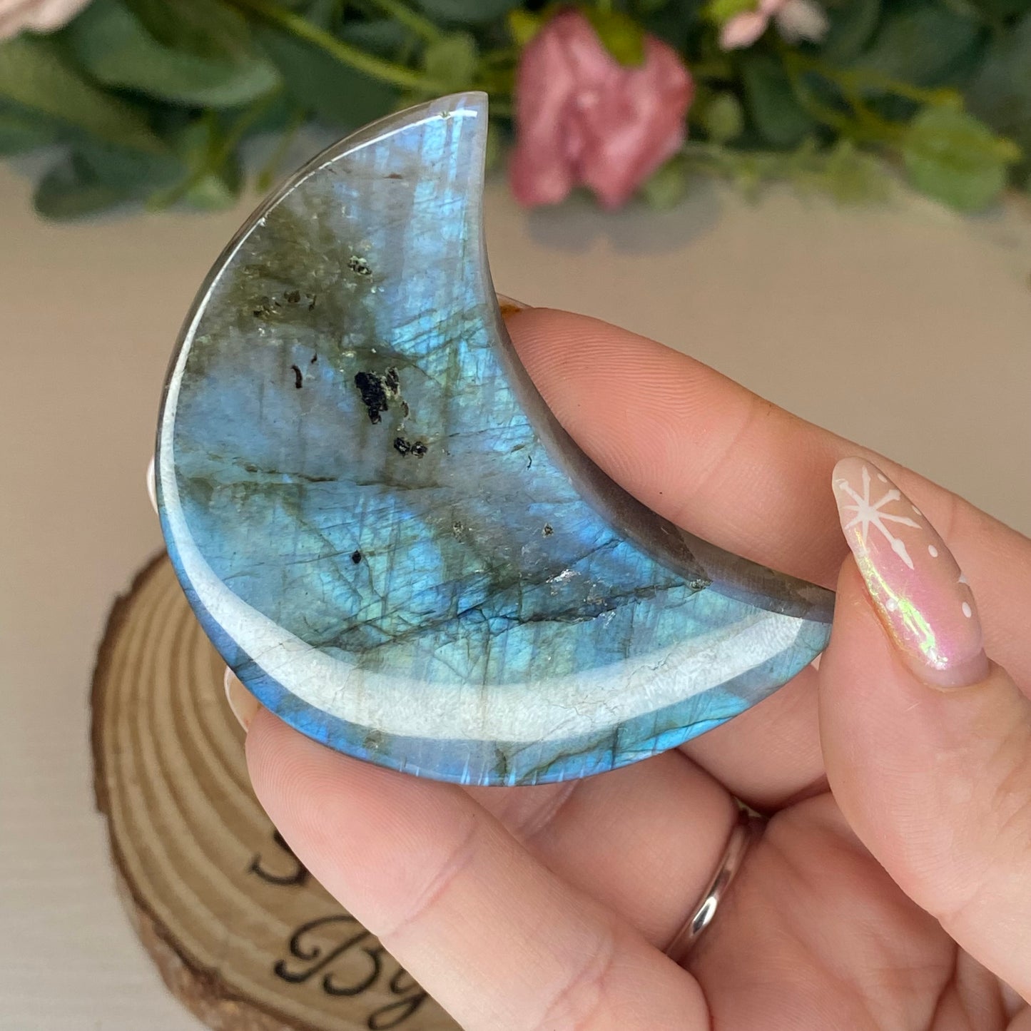 Labradorite Moons on Stands