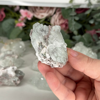 Green Apophyllite With Pink Chalcedony