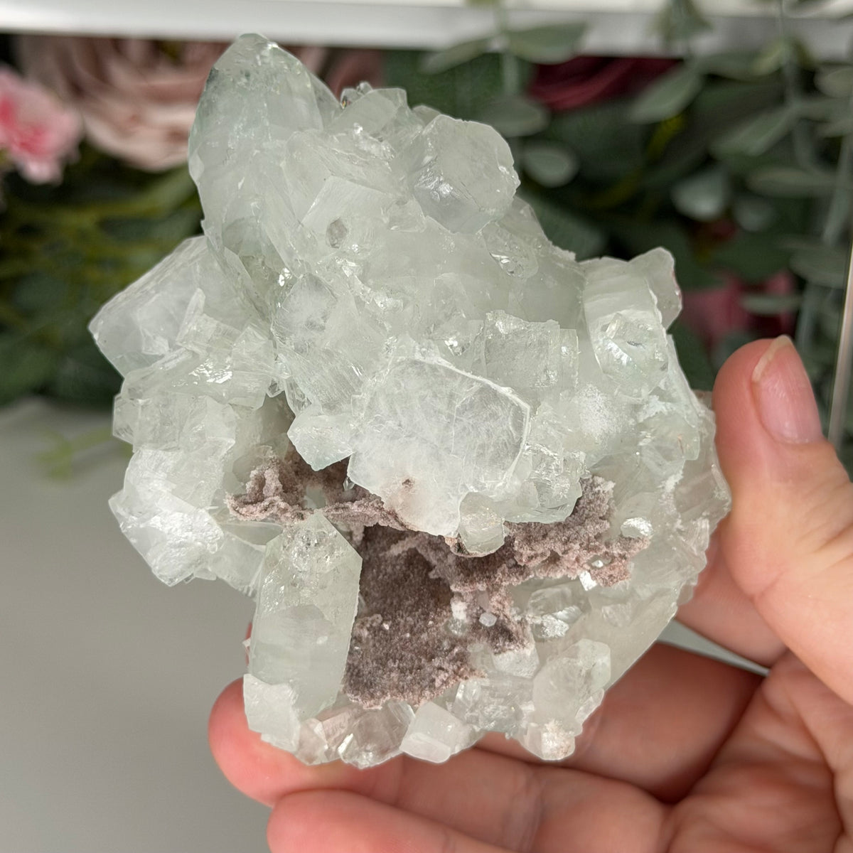 Green Apophyllite With Pink Chalcedony O