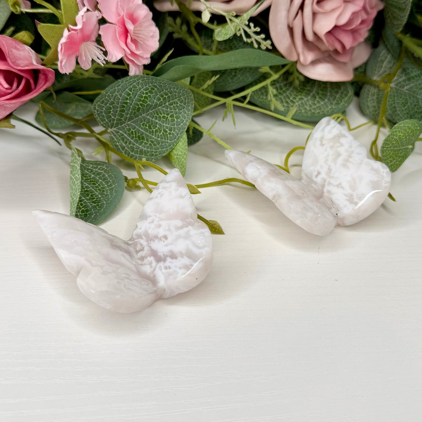 White Plume Agate 3D Butterflies