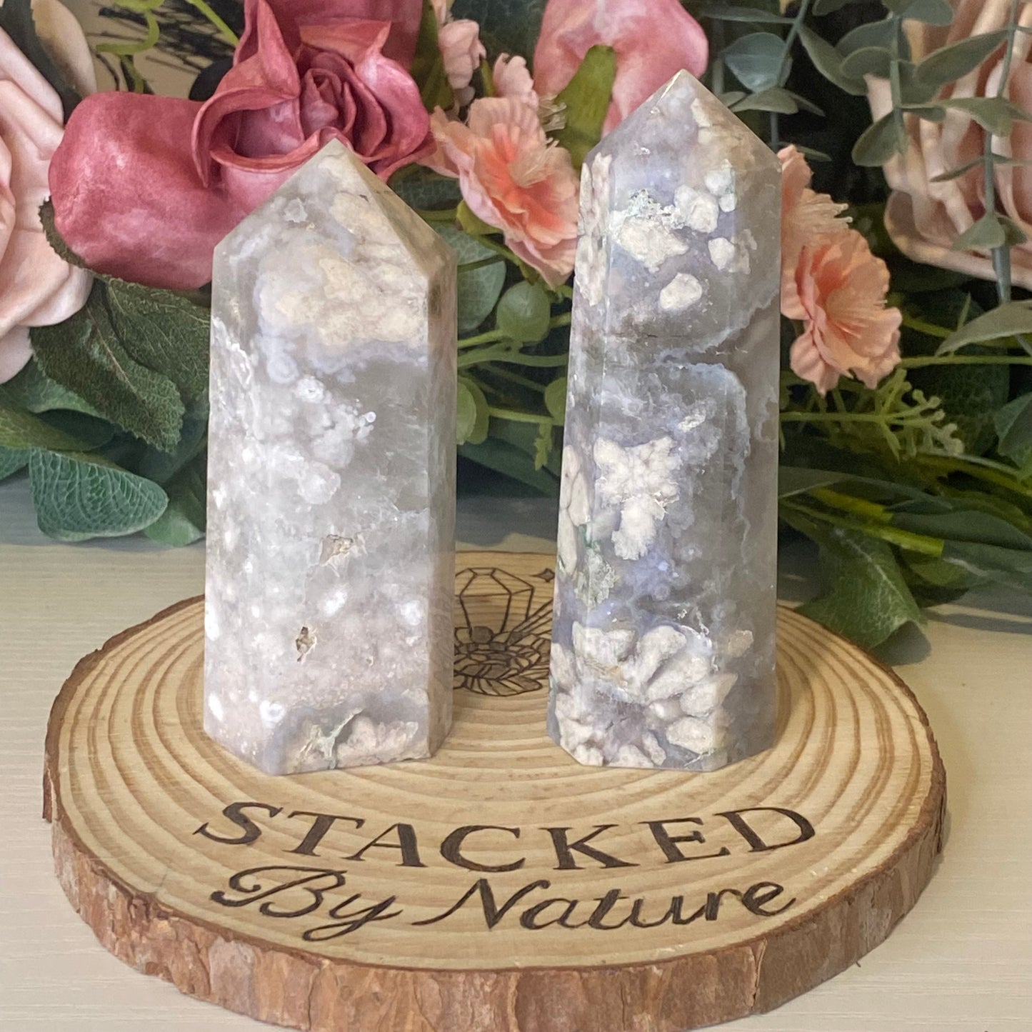 Flower Agate with Green Quartz Towers