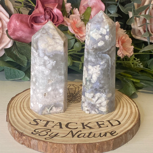 Flower Agate with Green Quartz Towers