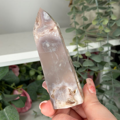 Pink Amethyst With Flower Agate Tower F
