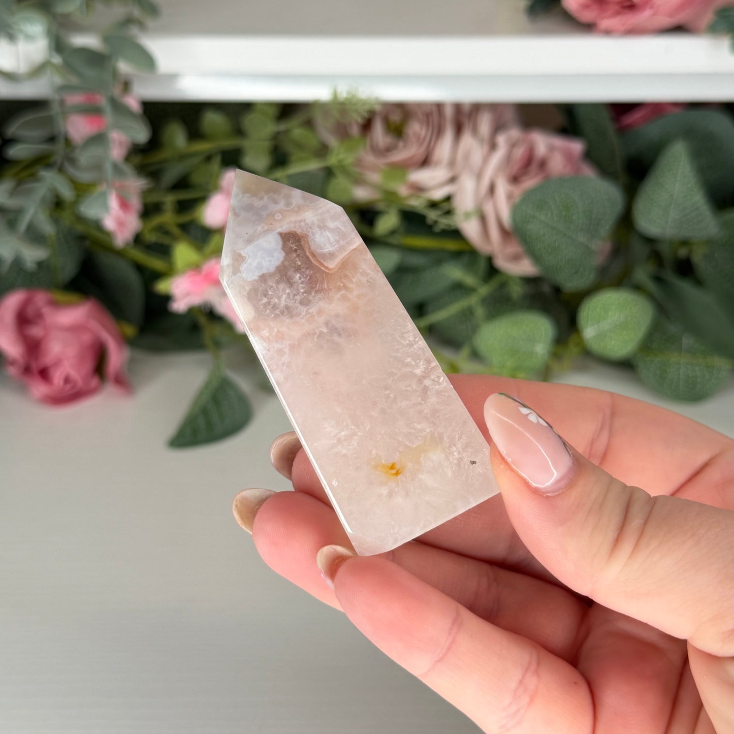 Pink Amethyst With Flower Agate Towers