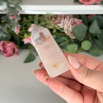 Pink Amethyst With Flower Agate Towers