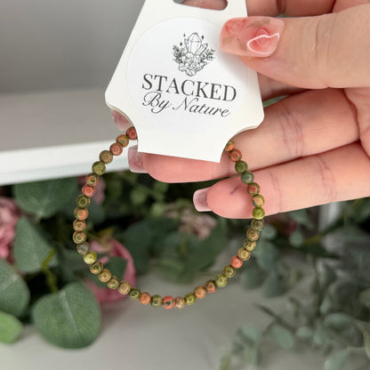 Unakite Bracelet (4mm)