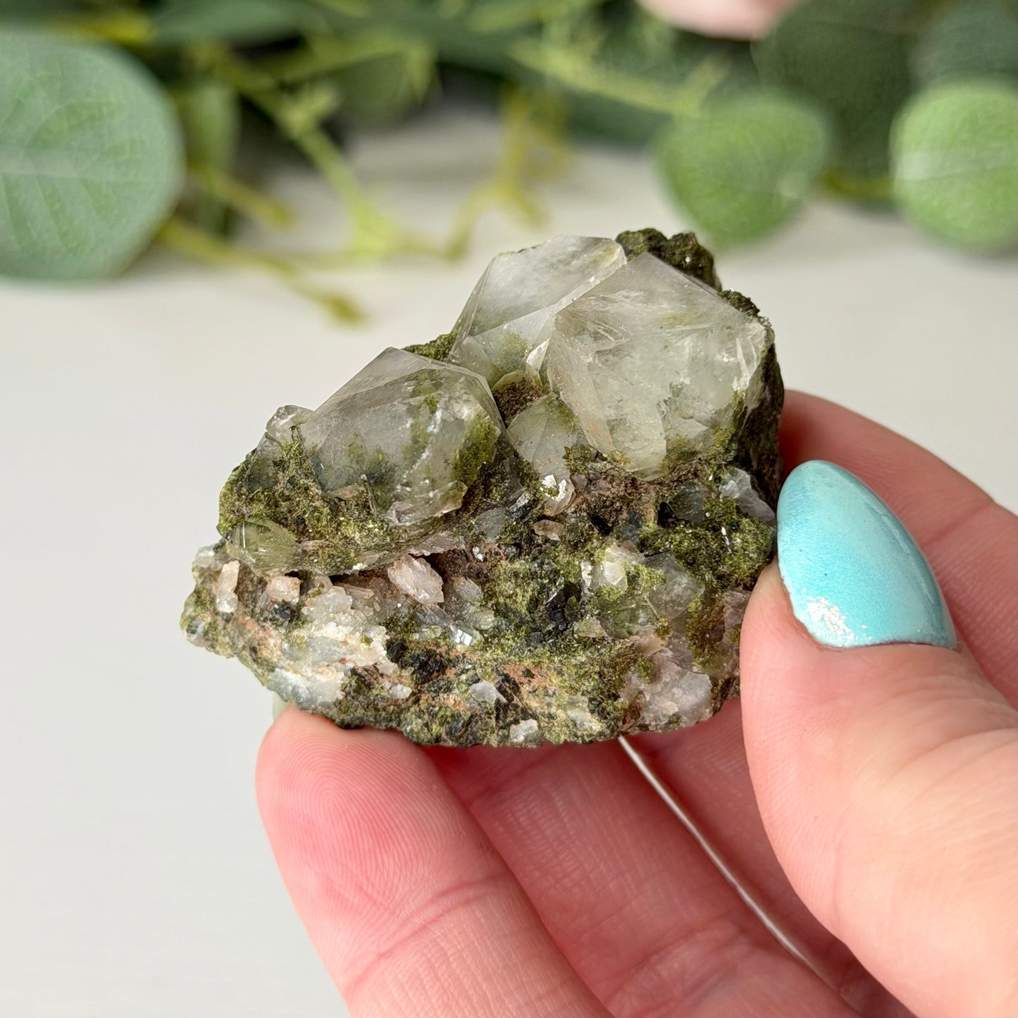 Small Epidote With Quartz Clusters