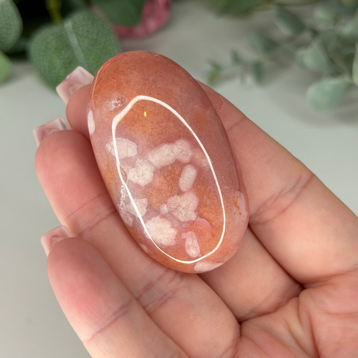 Carnelian Flower Agate Palmstone