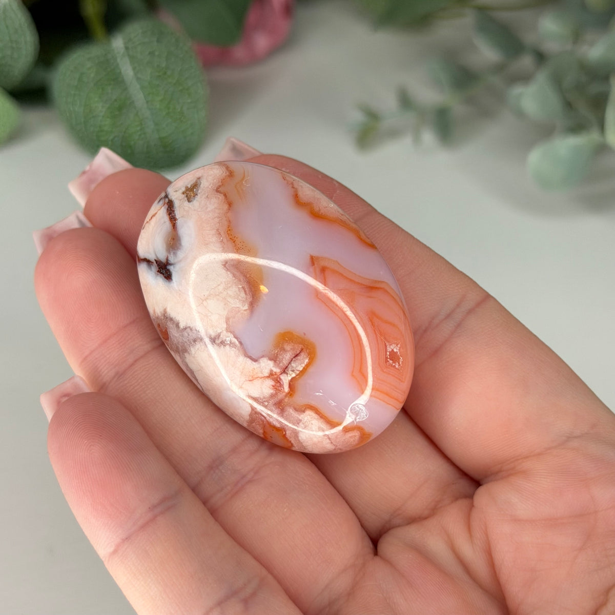 Carnelian Flower Agate Palmstone