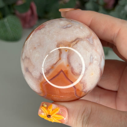 Carnelian Flower Agate Sphere F