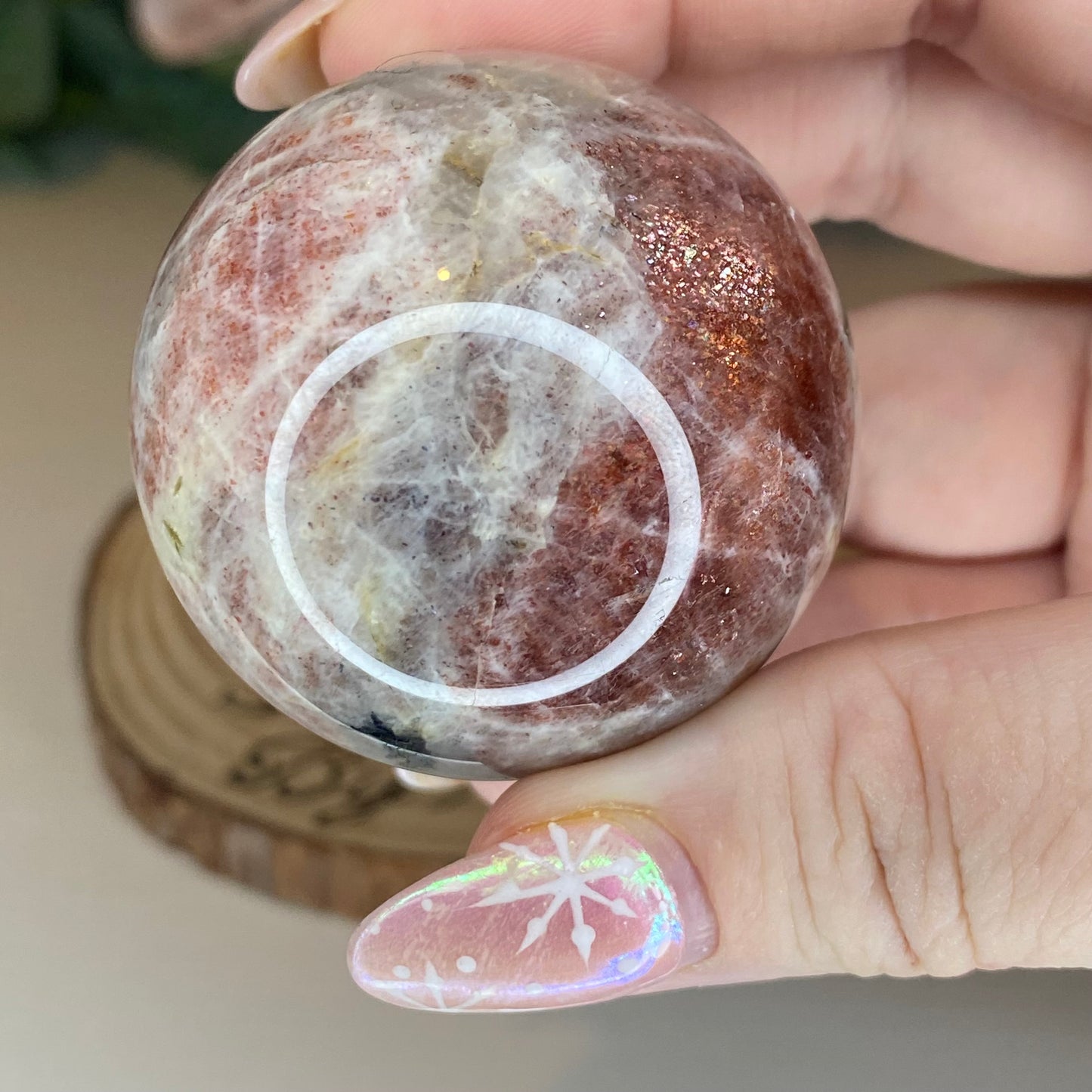 Moonstone with Sunstone Sphere
