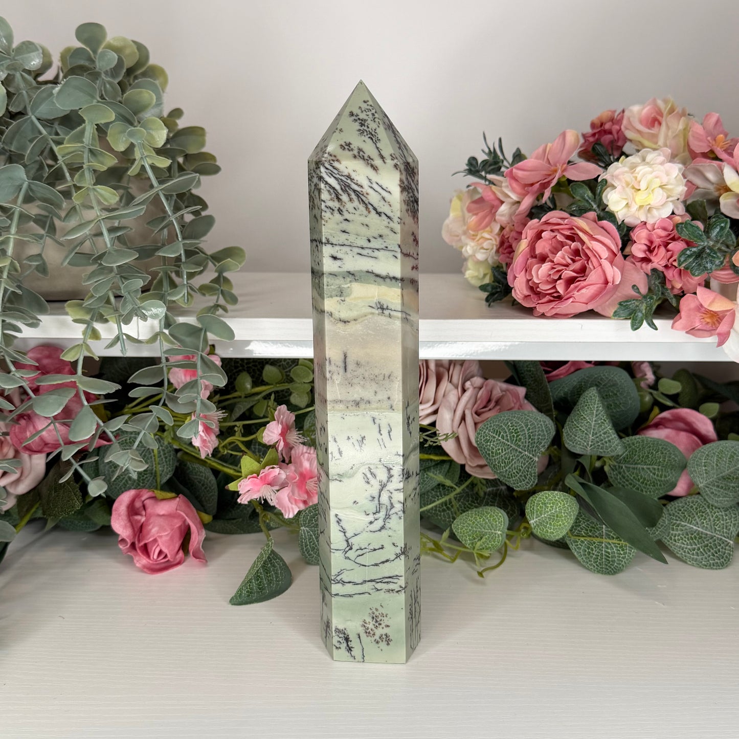 Green Dendritic Picture Jasper Statement Towers