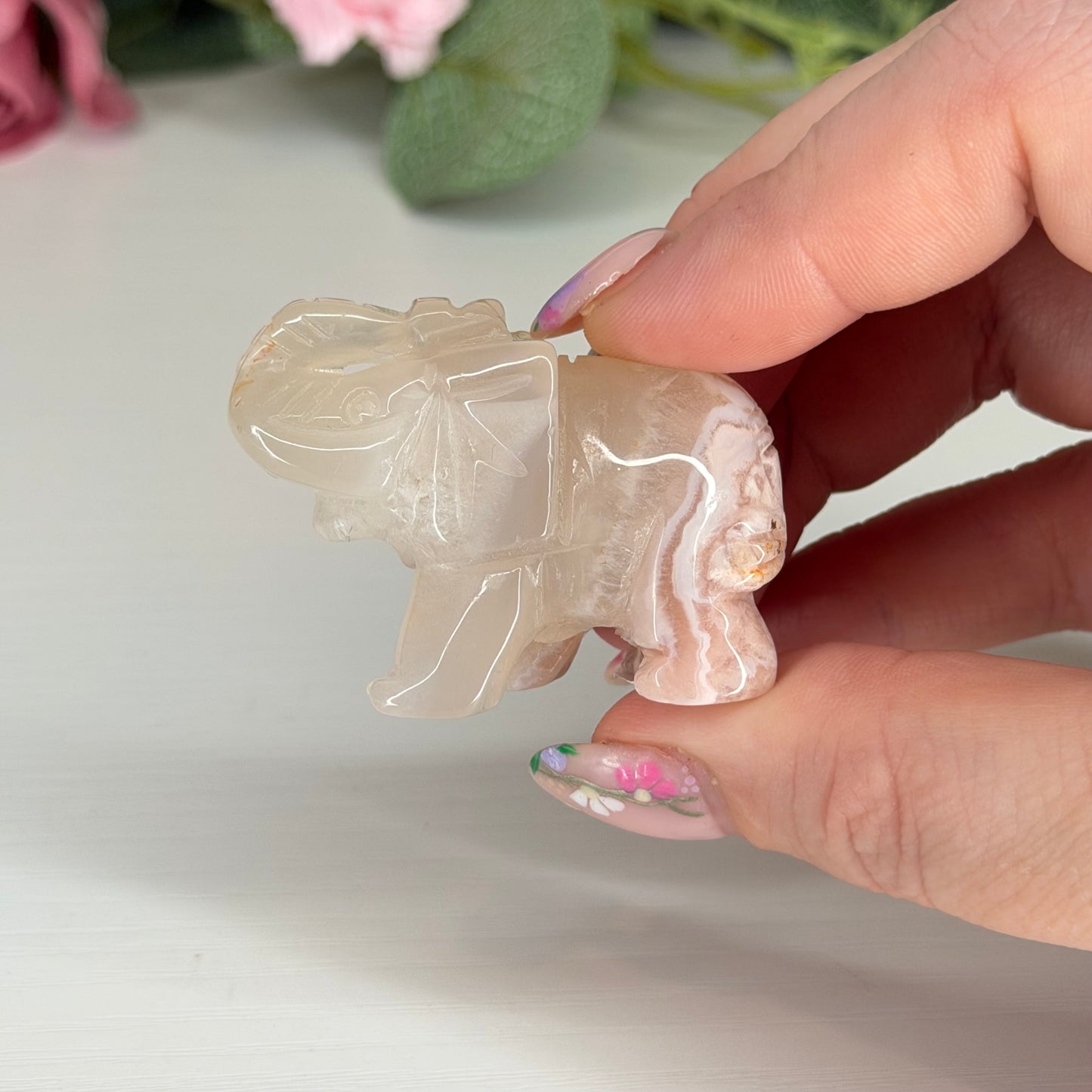 Flower Agate Elephant