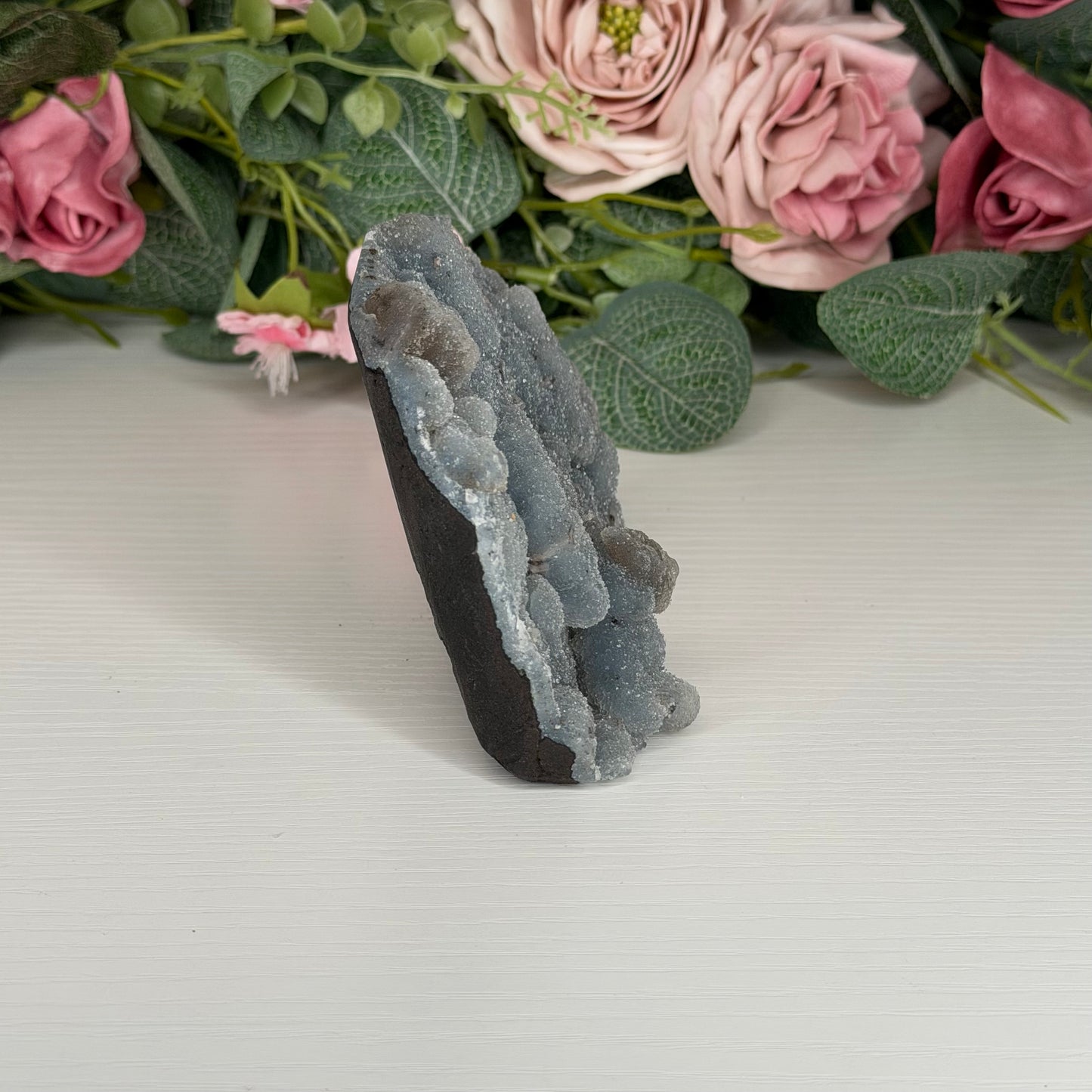 Blue Chalcedony With Stilbite & Calcite 463g
