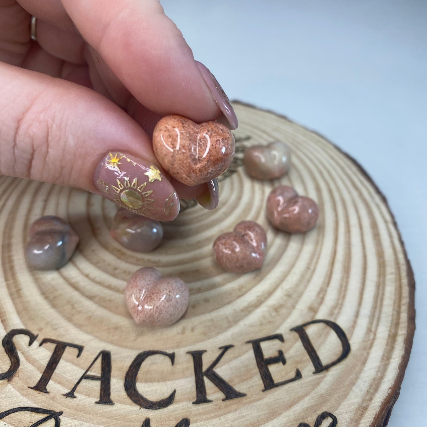 Mini Coral Jade Puffy Hearts (Intuitively Chosen)