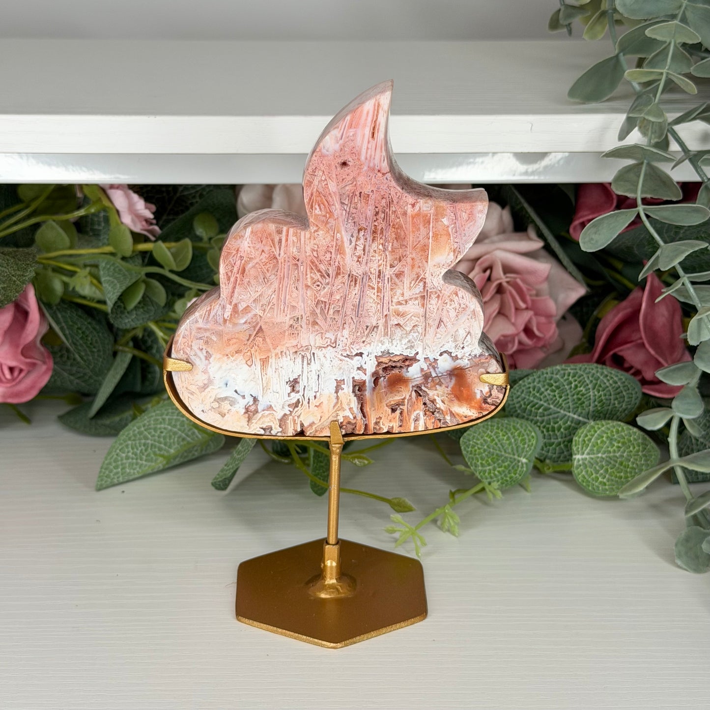 Pink Stick Agate Cloud With Moon A