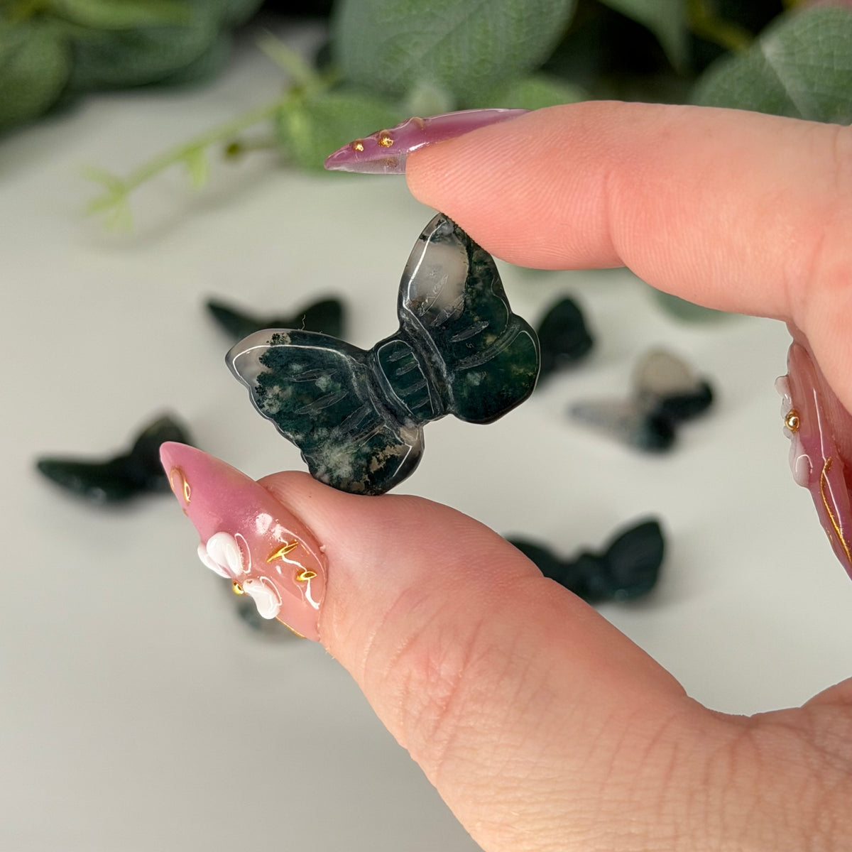Mini Moss Agate Butterfly