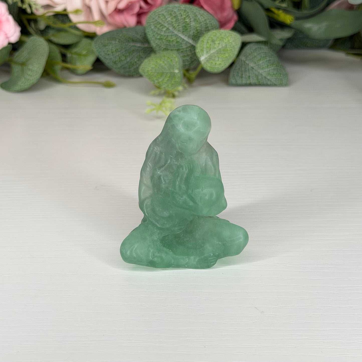 Green Fluorite Mum & Baby Carving