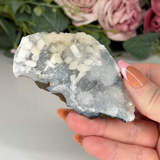 Blue Chalcedony With Stilbite