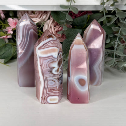 Pink Jelly Agate Towers