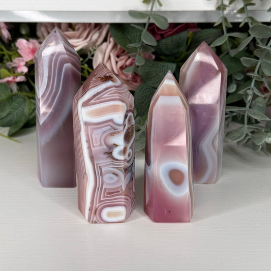 Pink Jelly Agate Towers
