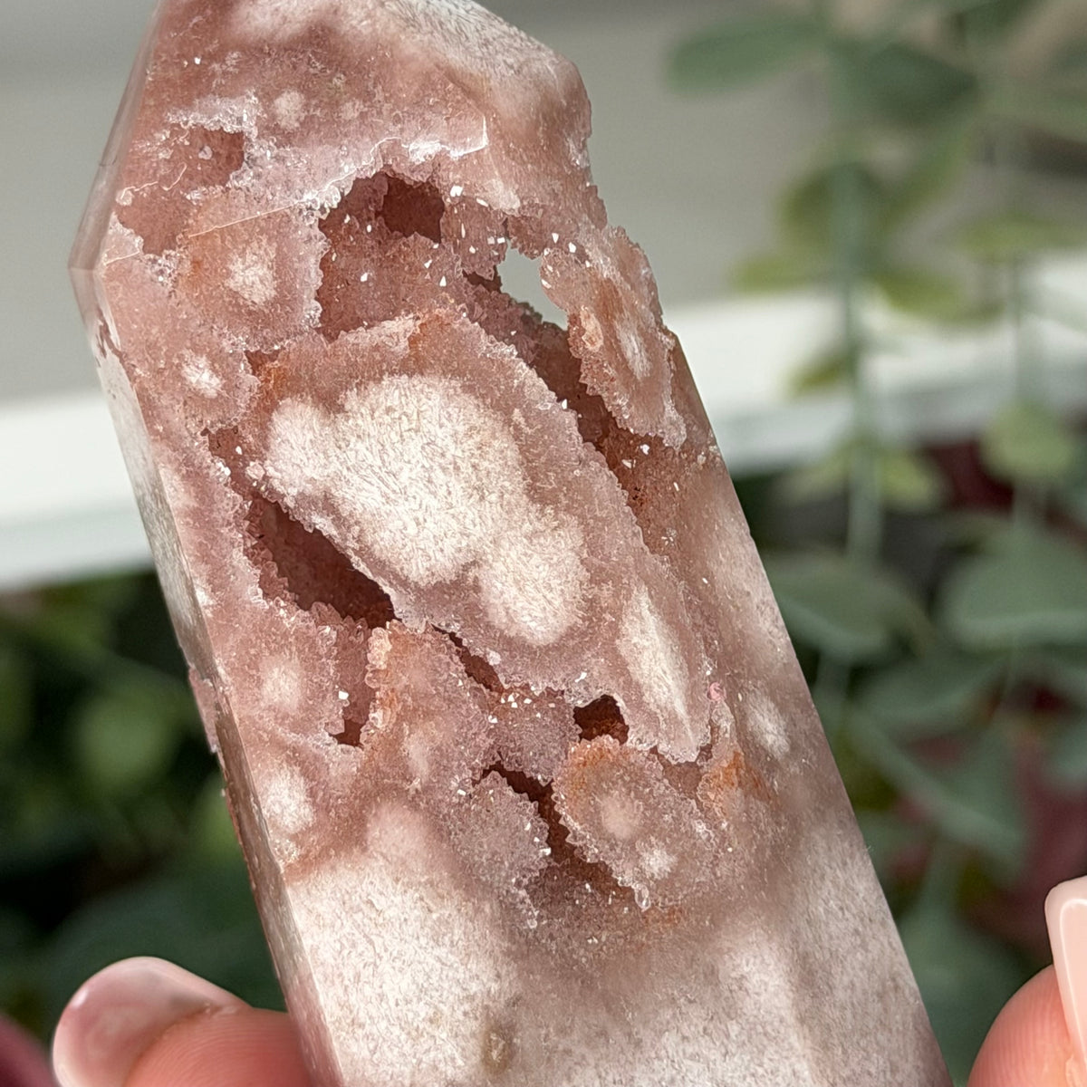 Pink Amethyst With Flower Agate Tower C
