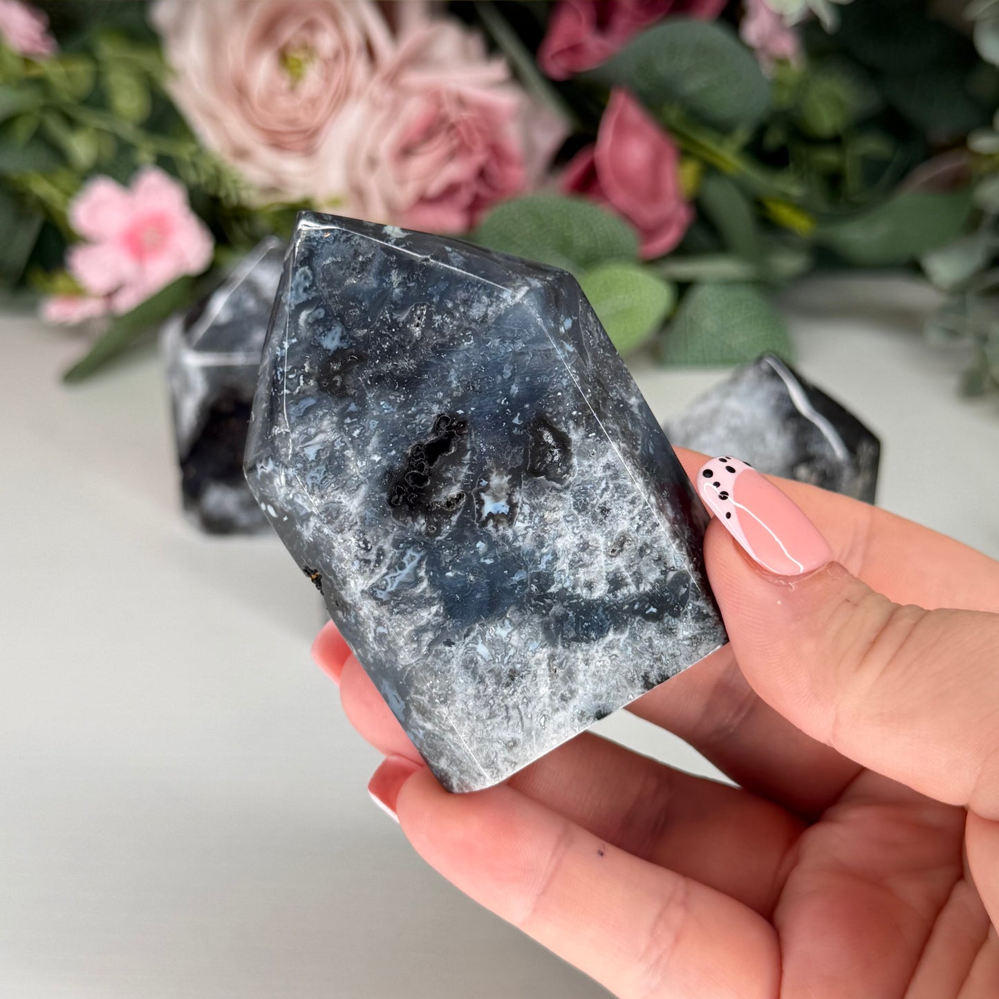 Blue Plume Agate Domino Towers