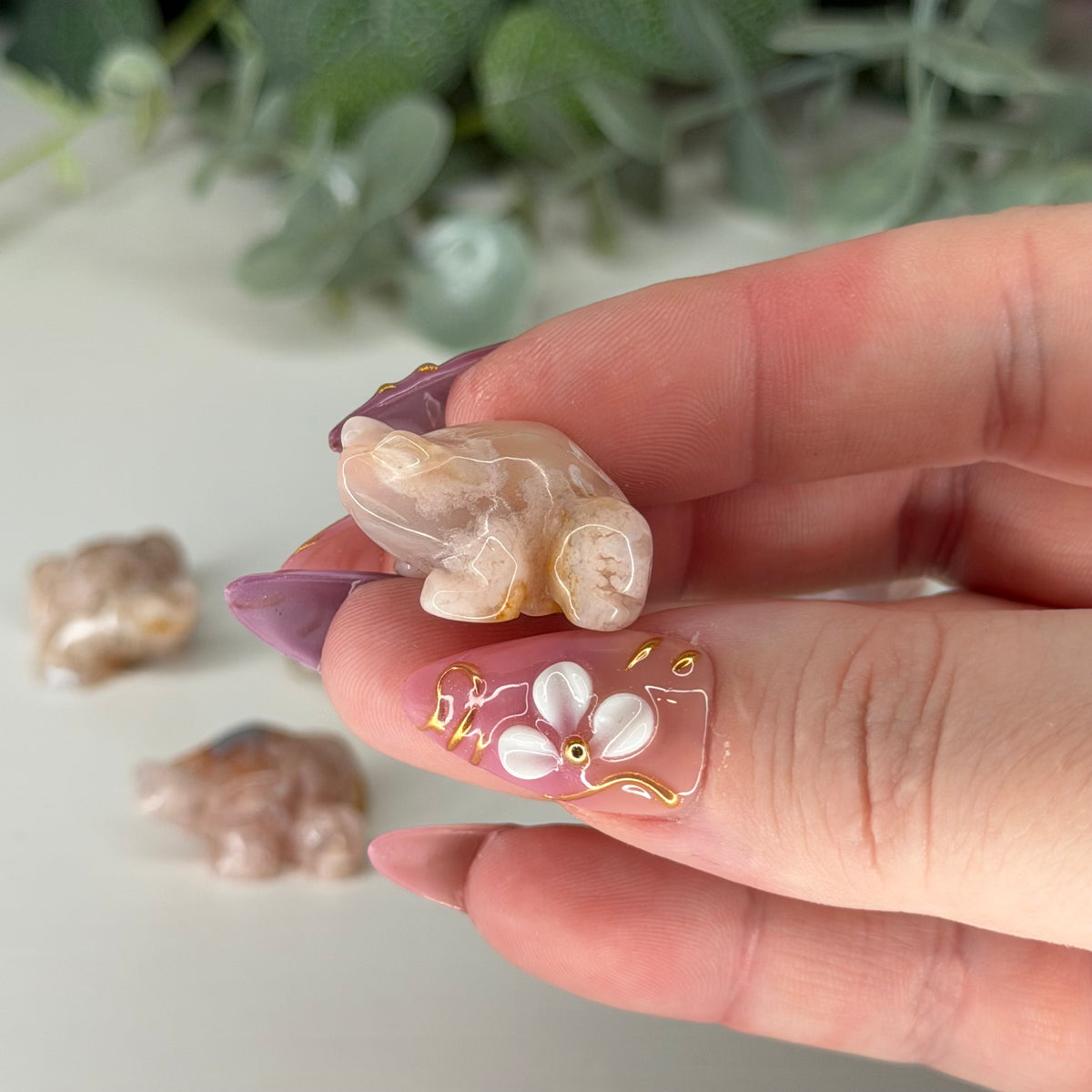 Mini Flower Agate Frog