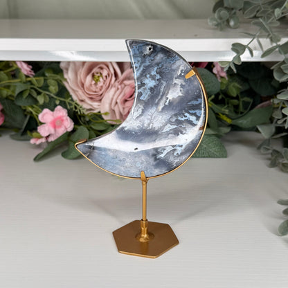 Blue Plume Agate Moon A